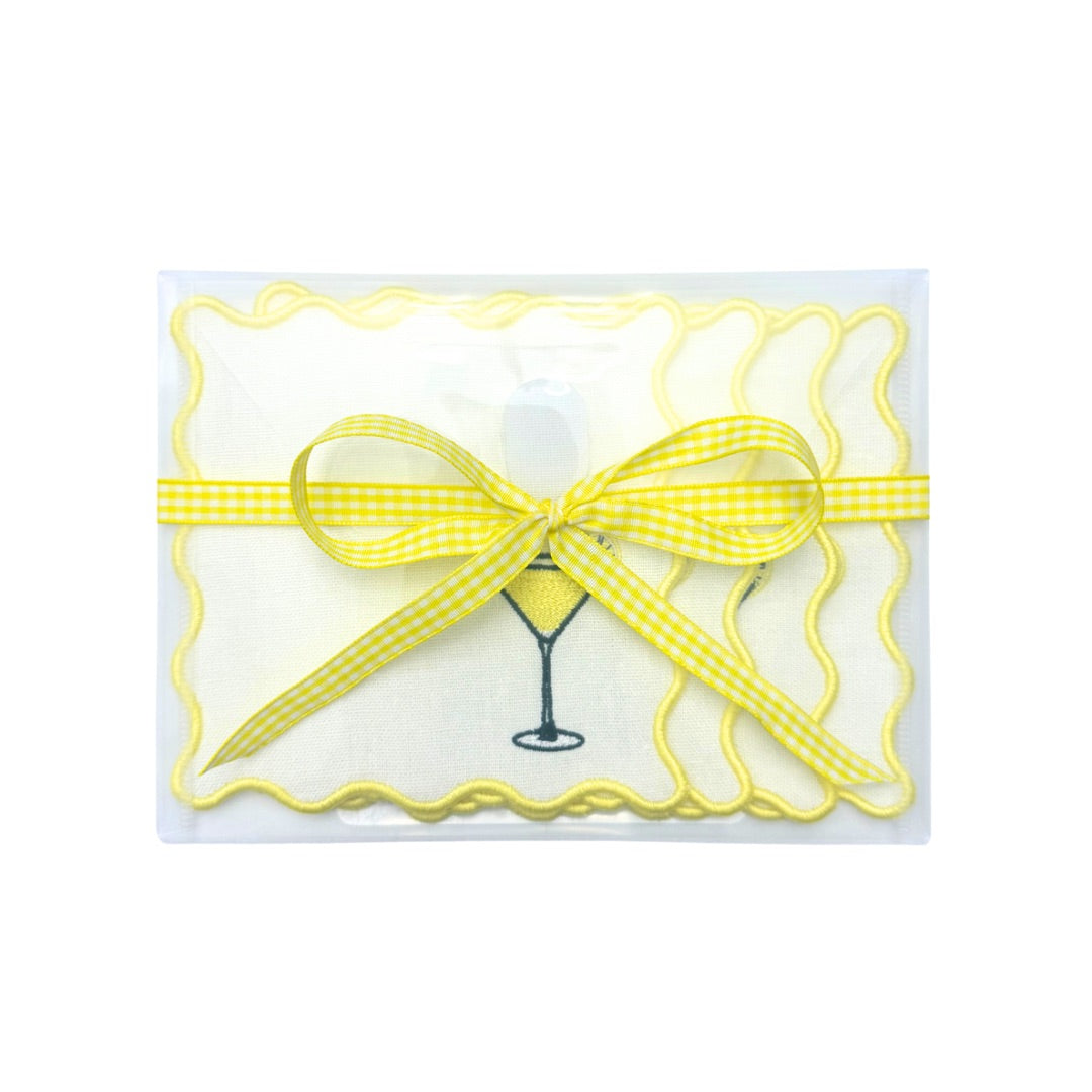 Lemon Drop Linen Cocktail Napkins