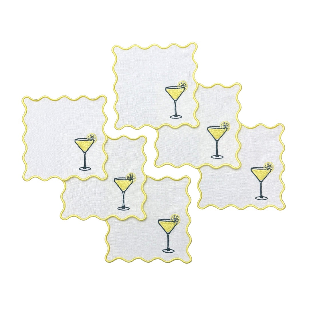 Lemon Drop Linen Cocktail Napkins