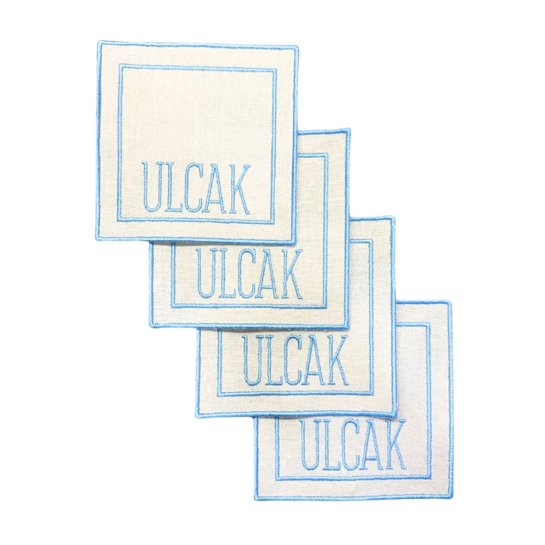 Personalized Linen Cocktail Napkins- Simple