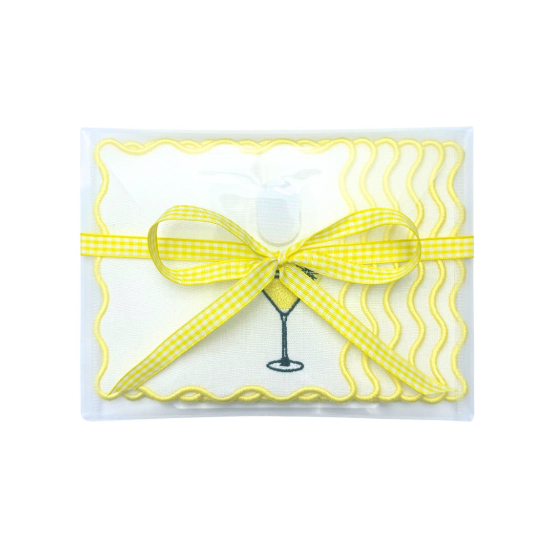 Lemon Drop Linen Cocktail Napkins