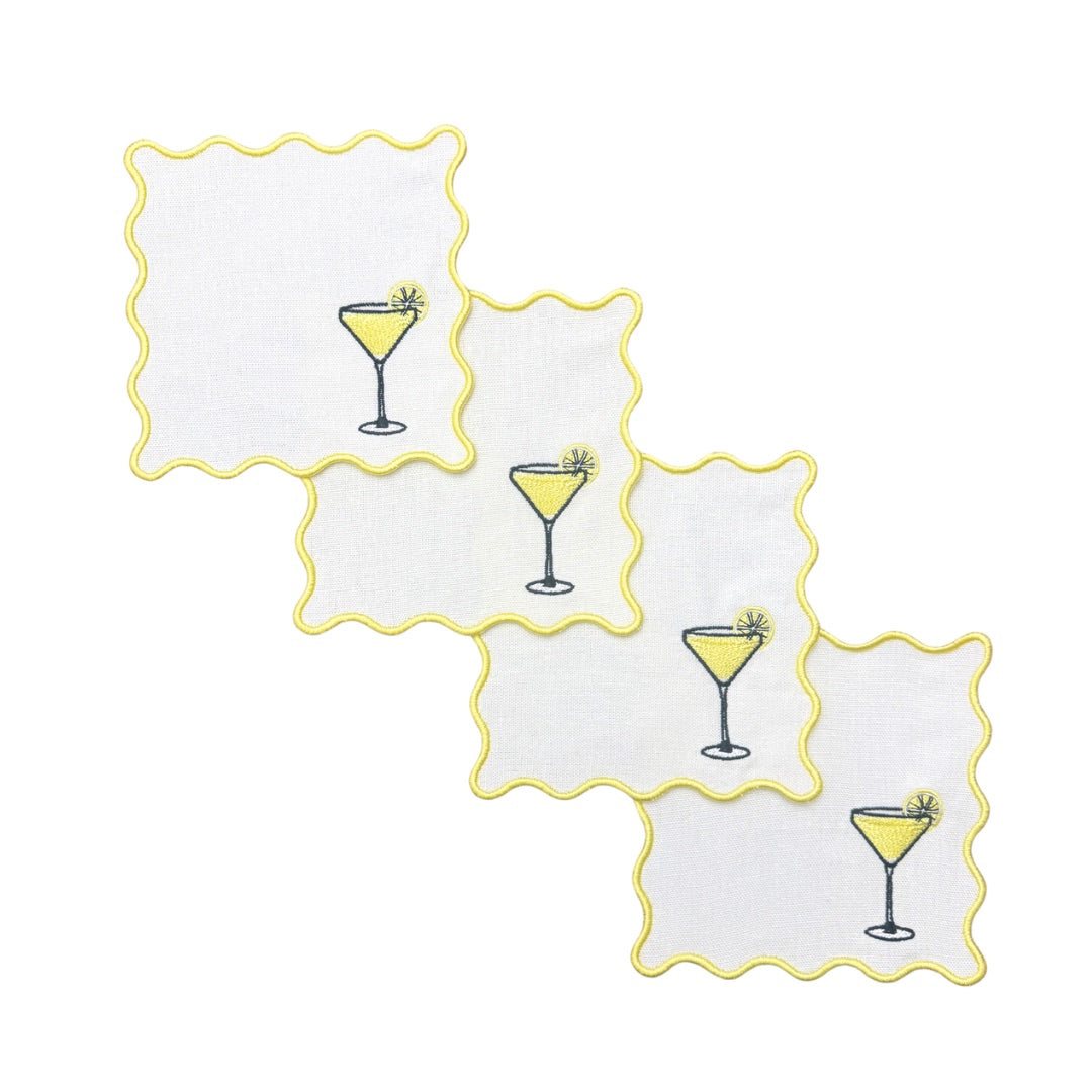 Lemon Drop Linen Cocktail Napkins