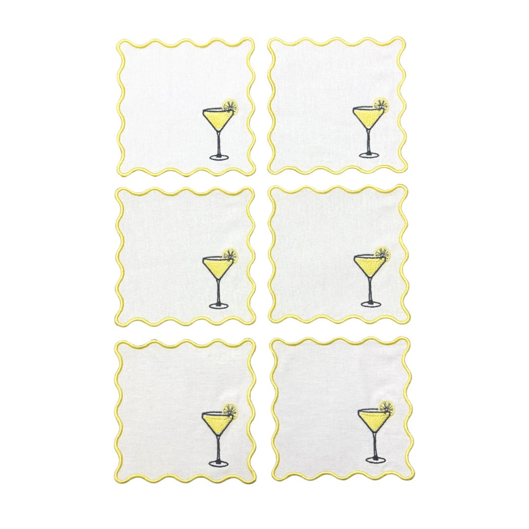 Lemon Drop Linen Cocktail Napkins