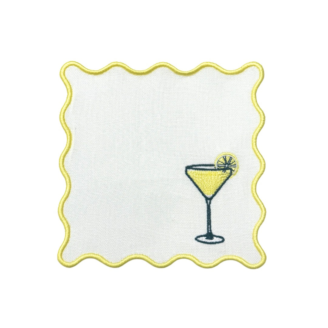 Lemon Drop Linen Cocktail Napkins