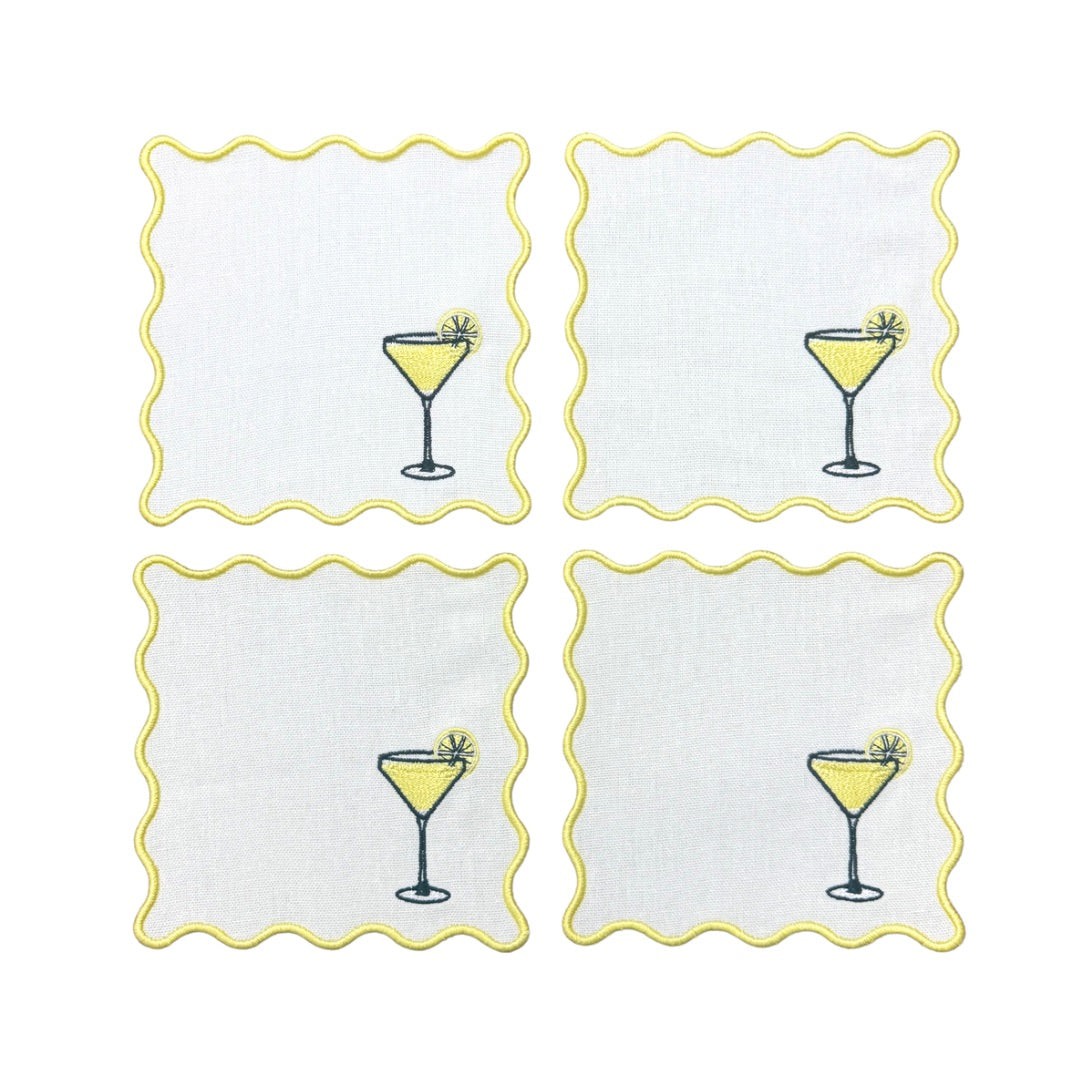 Lemon Drop Linen Cocktail Napkins
