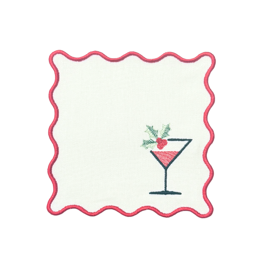 Christmas Martini Linen Cocktail Napkins