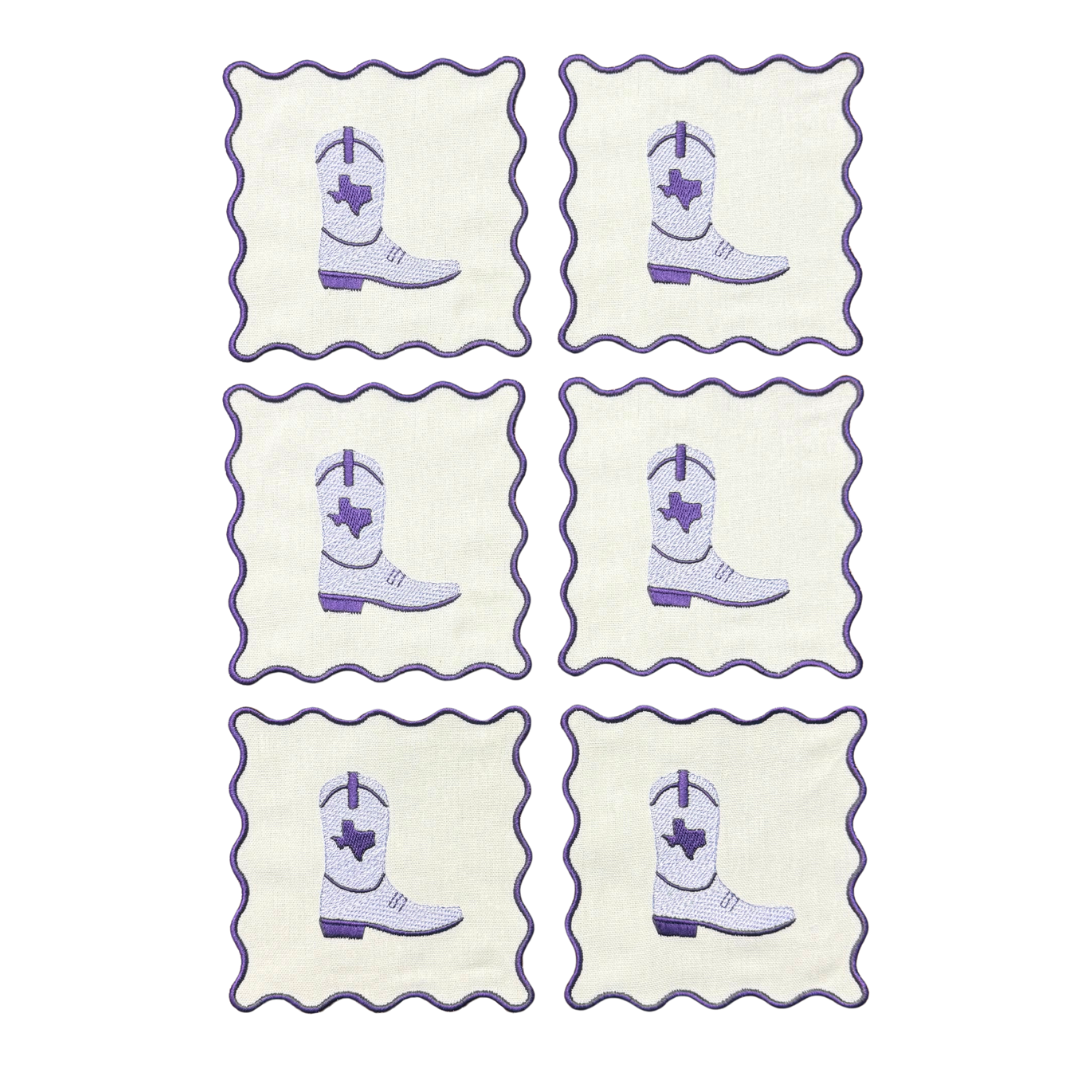 Cowboy Boot Linen Cocktail Napkins