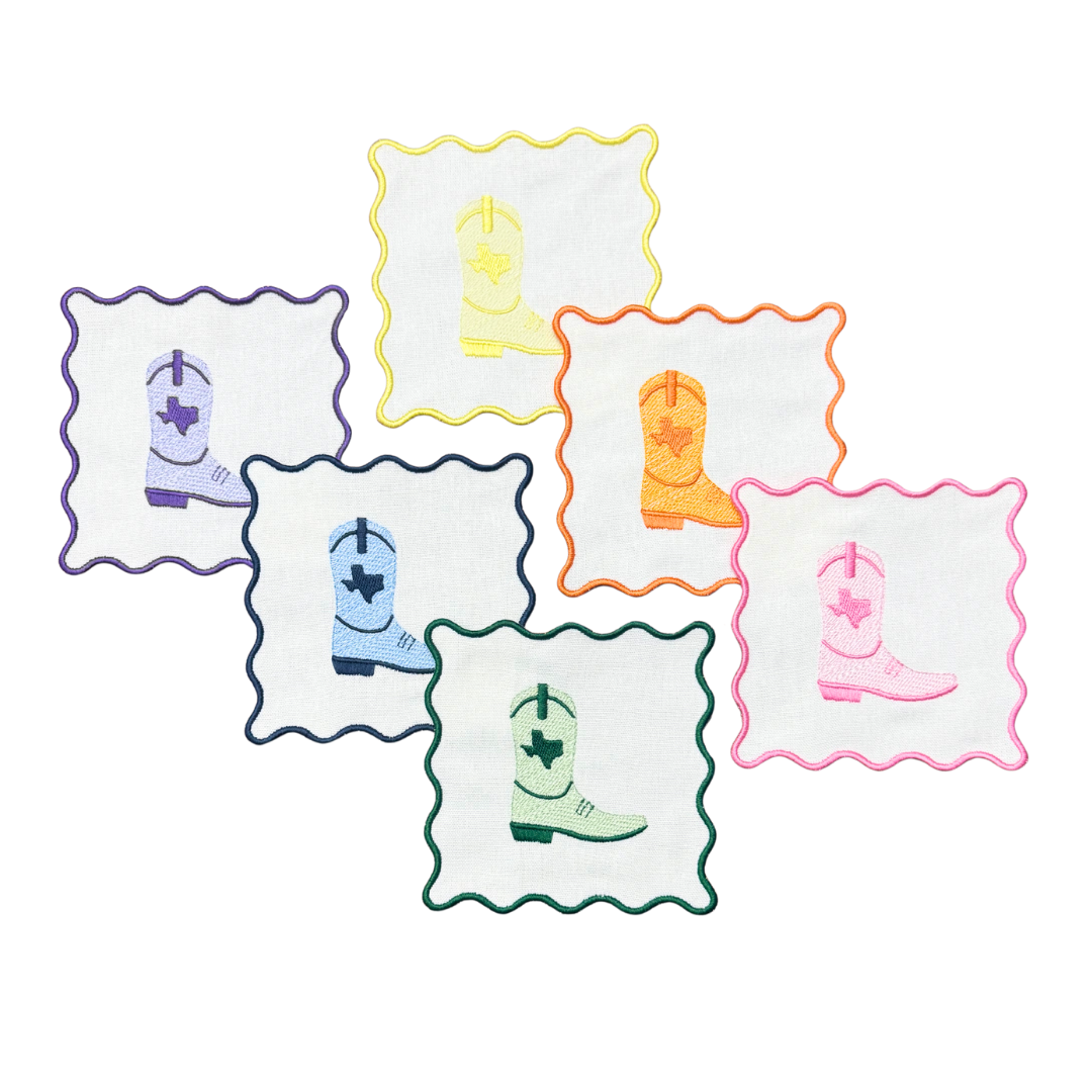 Cowboy Boot Linen Cocktail Napkins