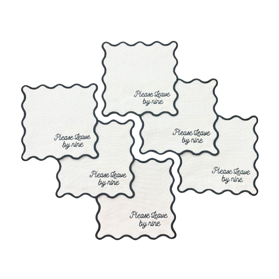 Please Leave By Nine Linen Cocktail Napkins