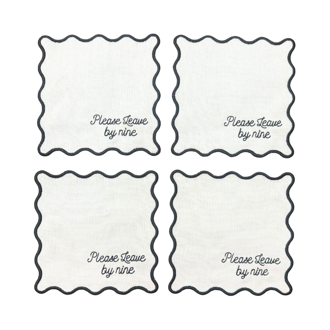 Please Leave By Nine Linen Cocktail Napkins