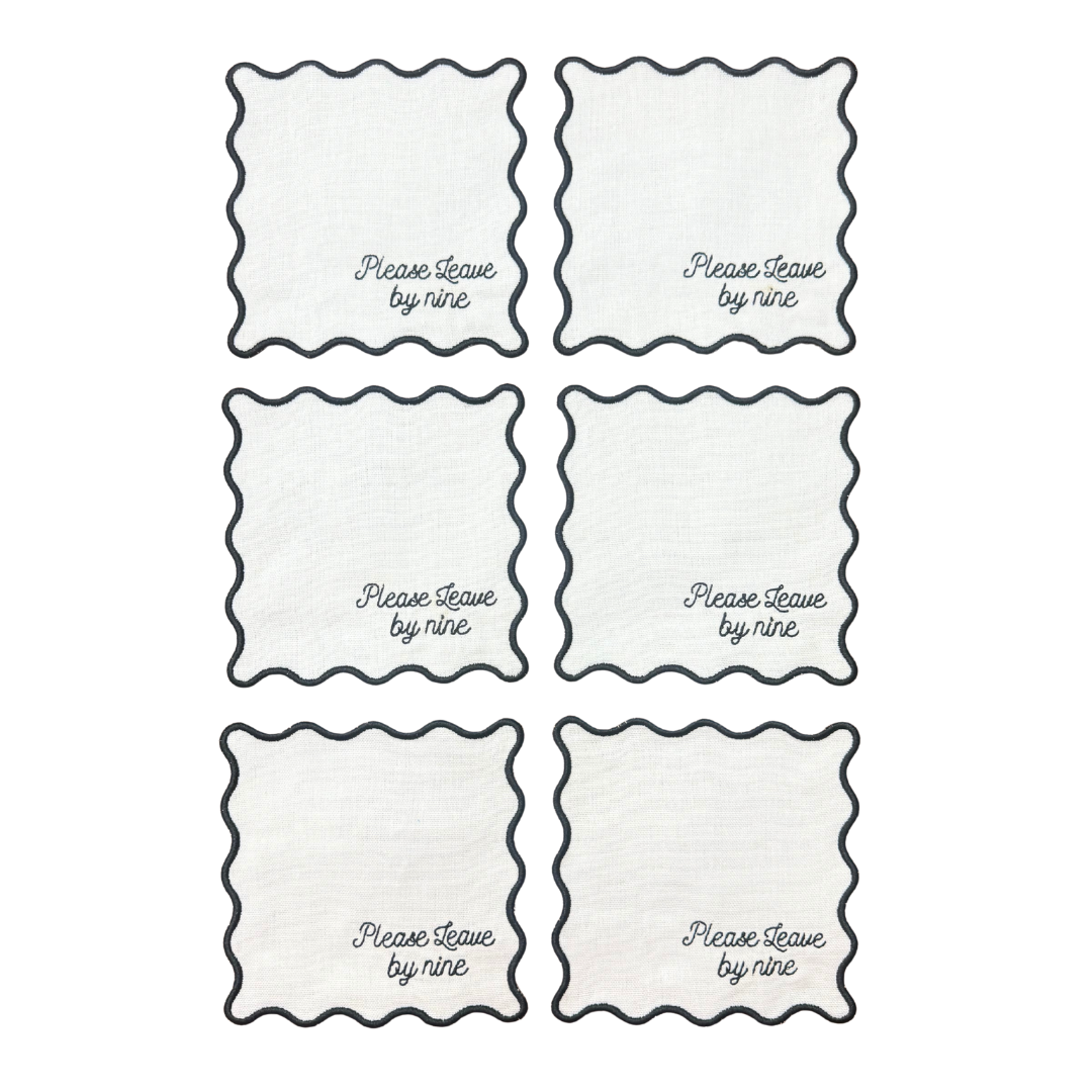 Please Leave By Nine Linen Cocktail Napkins