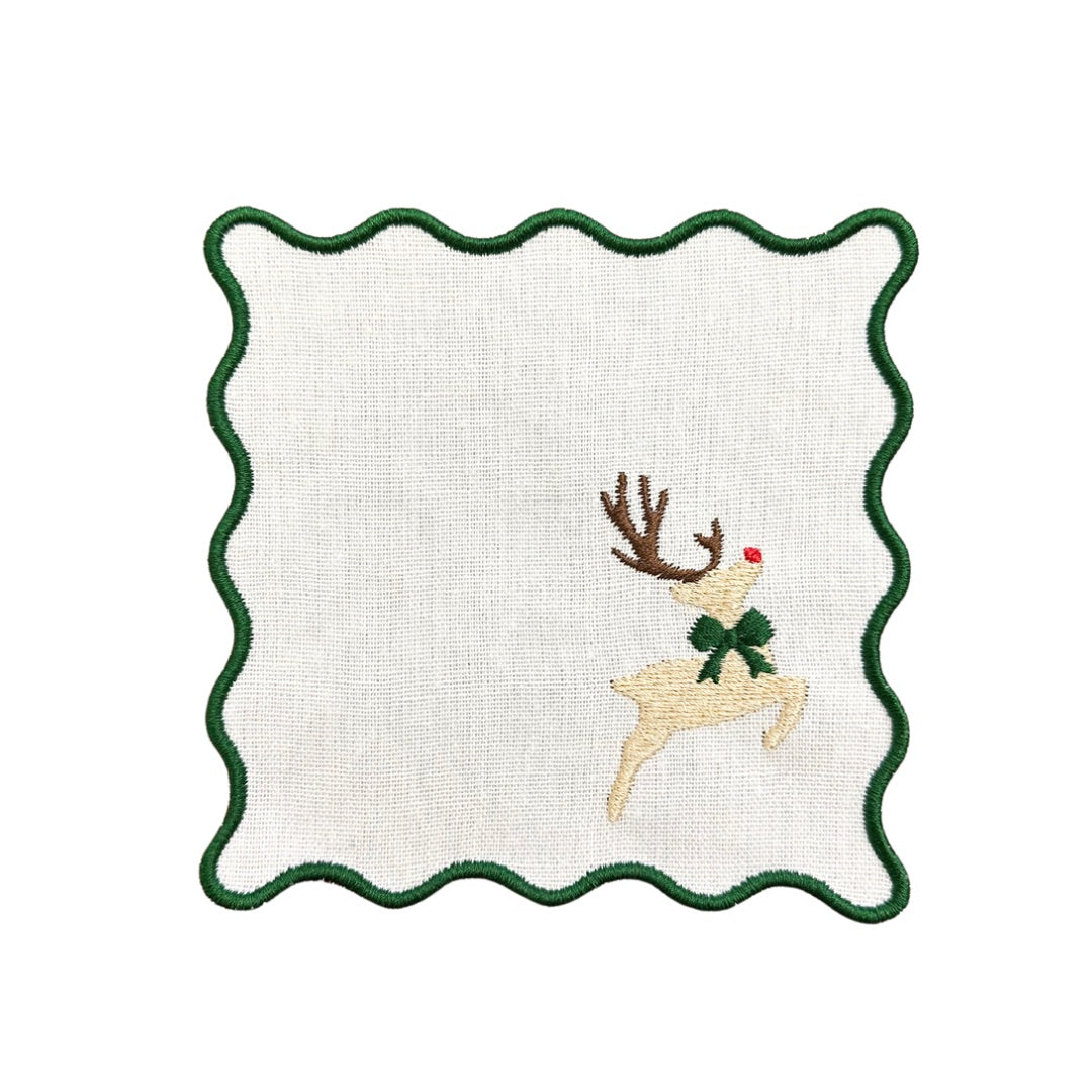 Reindeer Linen Cocktail Napkins